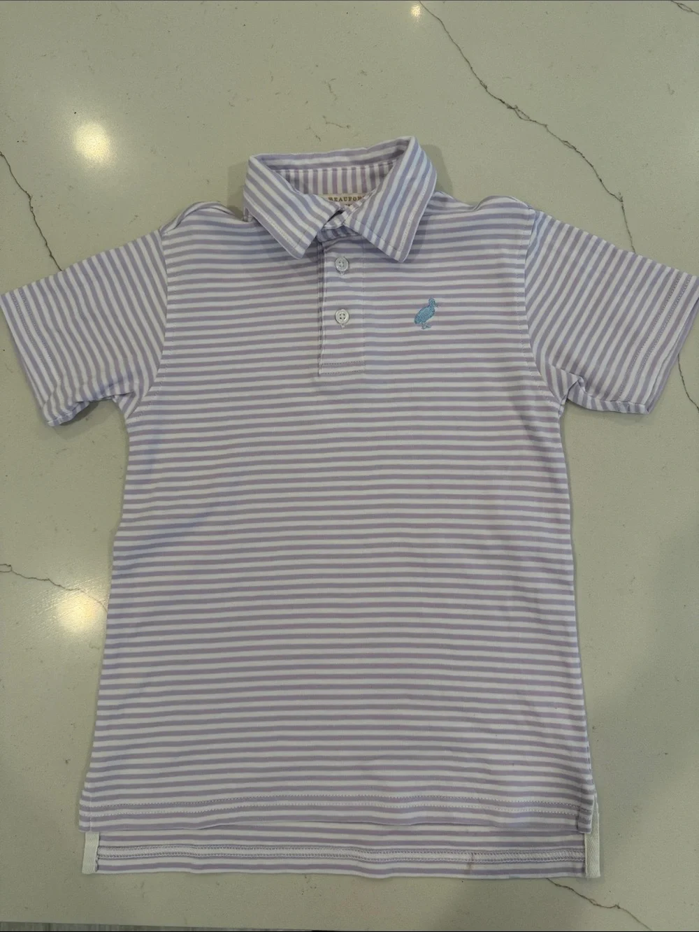 The Beaufort Bonnet Company Lavender & White Striped Polo for Kids